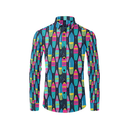 Surfboard Colorful Print Design LKS302 Men's Long Sleeve Dress Shirt