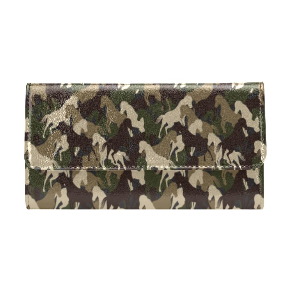 Horse Camo Themed Design Print Women's Trifold Wallet