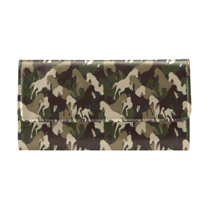 Horse Camo Themed Design Print Women's Trifold Wallet