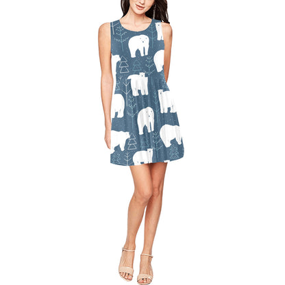 Polar Bear Pattern Print Design A01 Sleeveless Dress