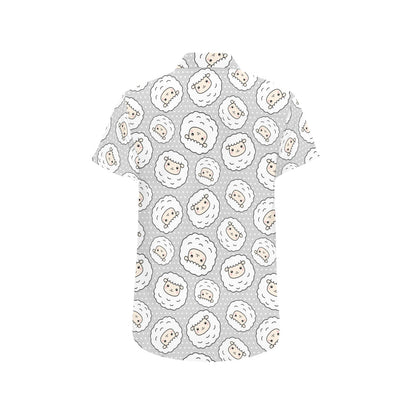 Sheep Print Design LKS401 Men Short Sleeve Button Up Shirt