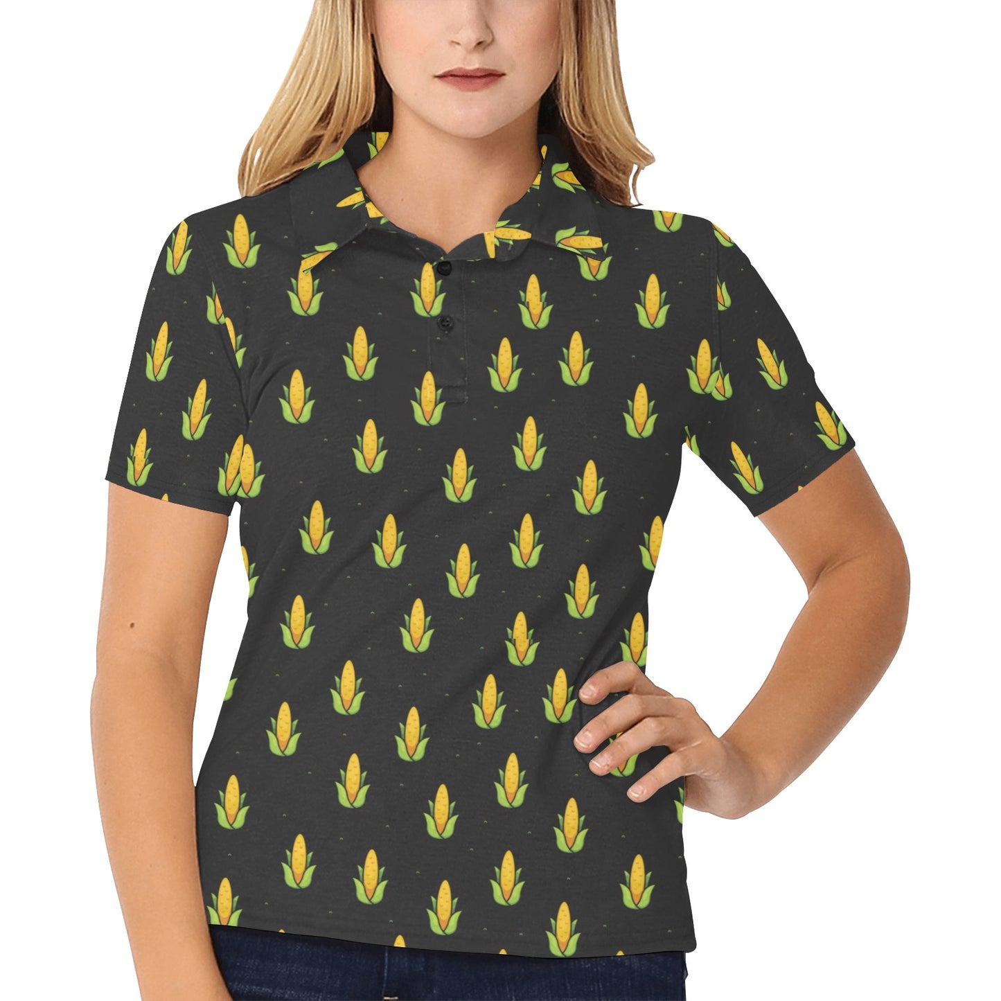 Corn Pattern Print Design 04 Women's Polo Shirt