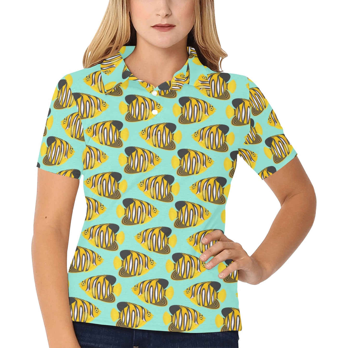 Angelfish Print Design LKS402 Women's Polo Shirt