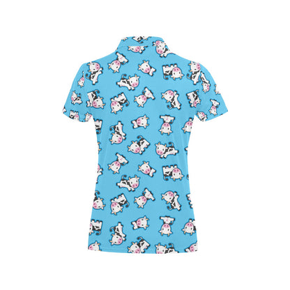 Cow Pattern Print Design 01 Women's Polo Shirt