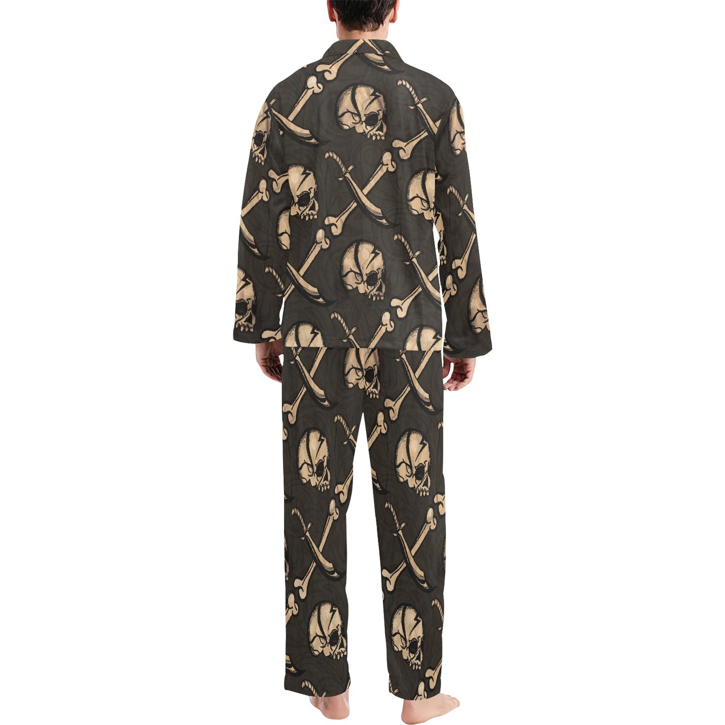 Pirate Pattern Print Design A03 Men's Long Pajama Set