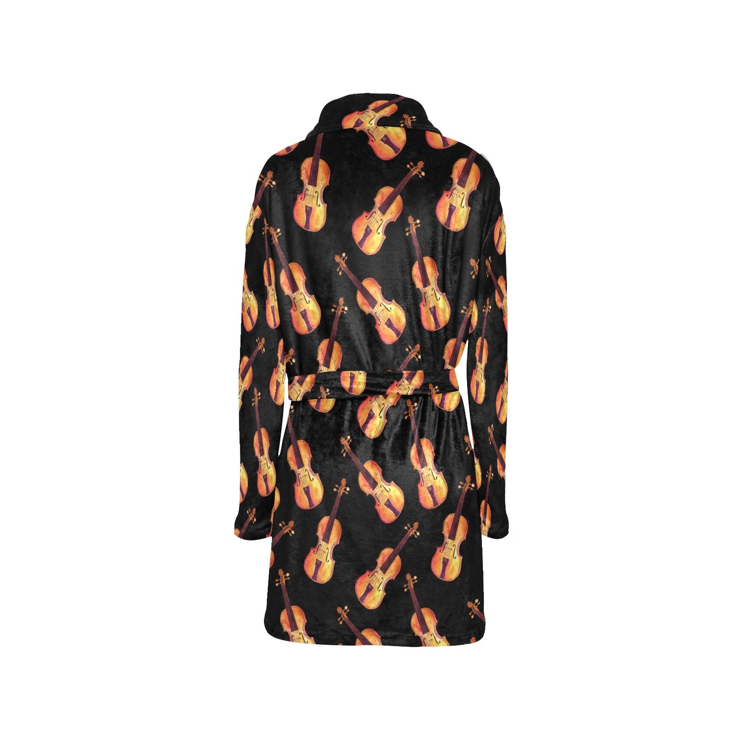 Violin Pattern Print Design 04 Women's Fleece Robe