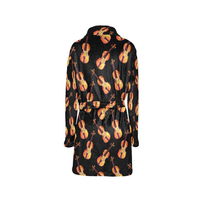 Violin Pattern Print Design 04 Women's Fleece Robe