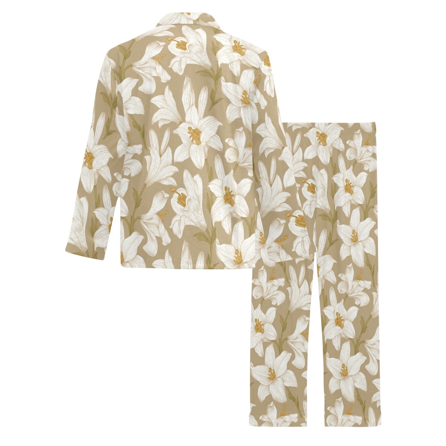 Lily Pattern Print Design LY07 Men's Long Pajama Set