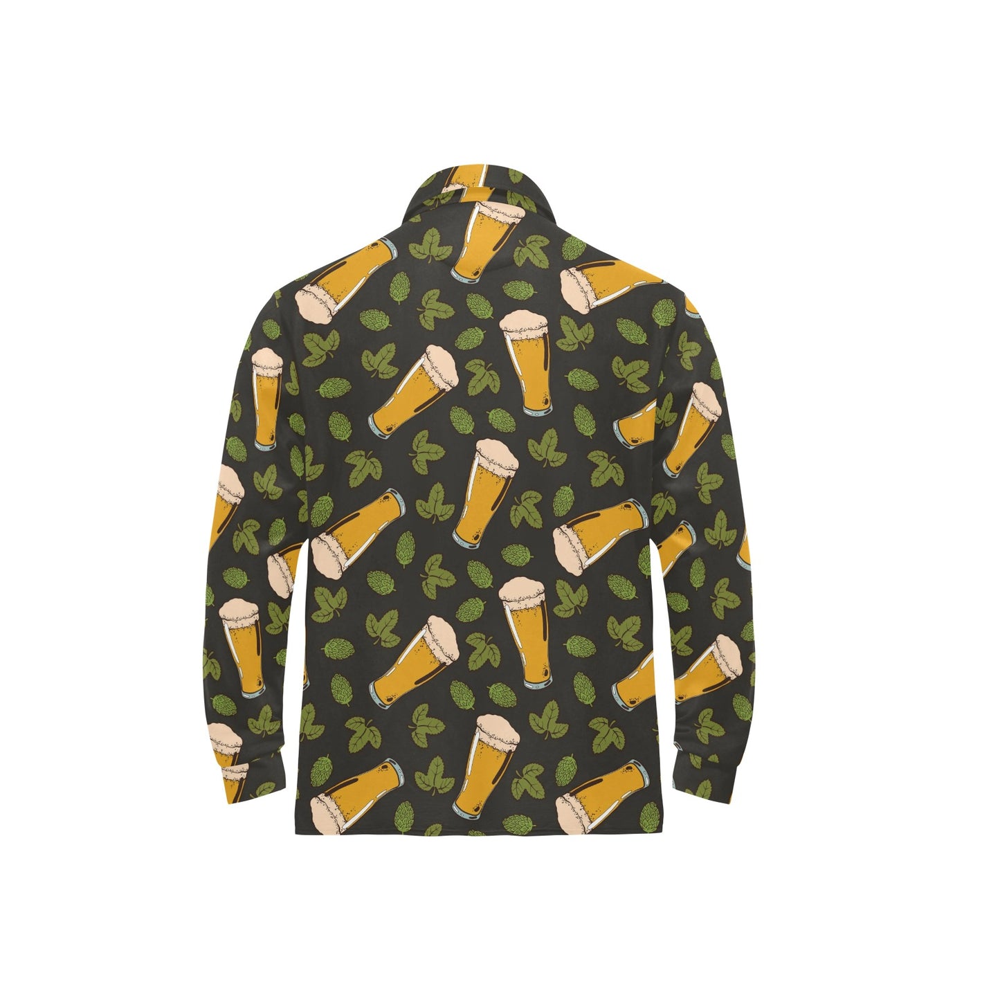 Beer Iris Pattern Print Design 02 Long Sleeve Polo Shirt For Men's
