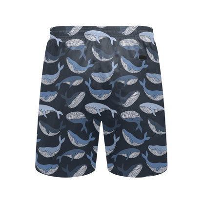 Whale Print Design LKS301 Men's Swim Trunks Beach Shorts
