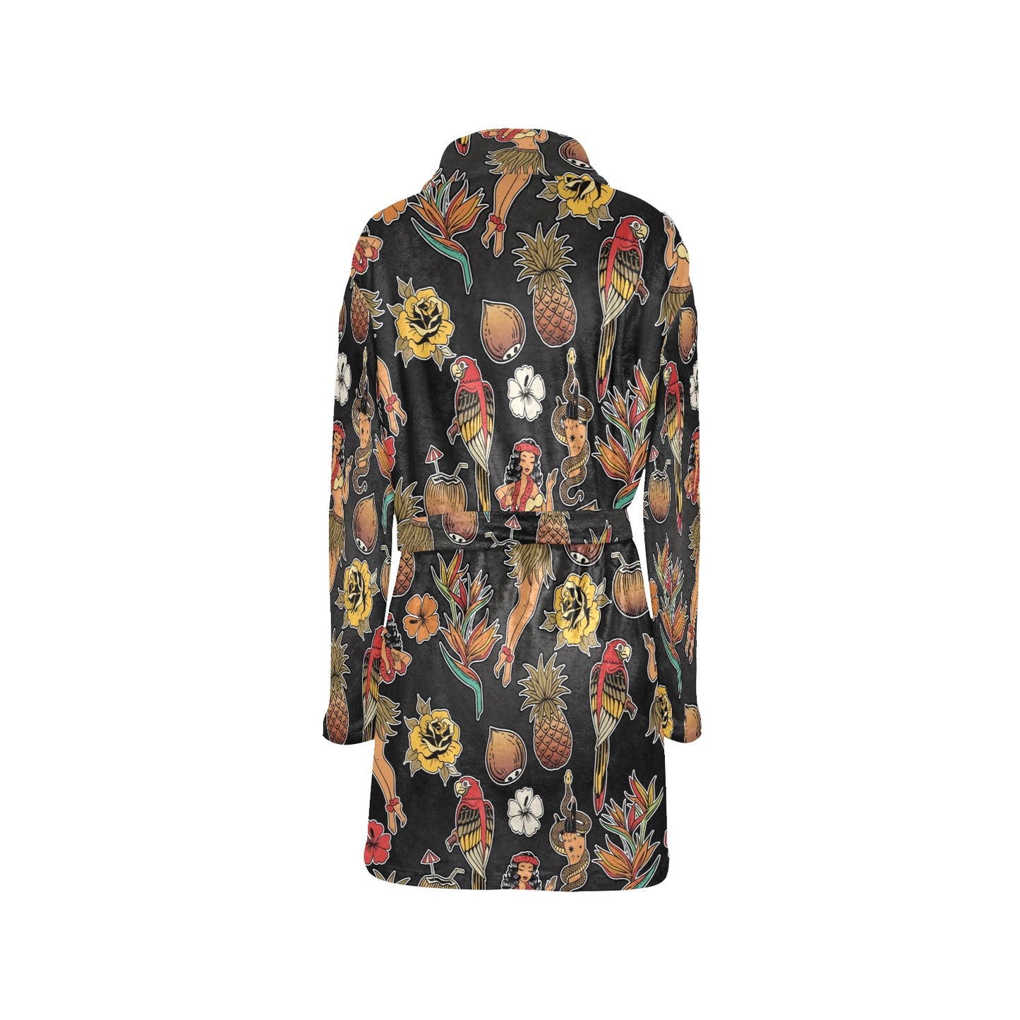 Hula Dancers Hawaiian Style Pattern Print Design 02 Women's Fleece Robe