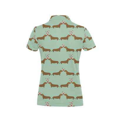 Dachshund Pattern Print Design 02 Women's Polo Shirt