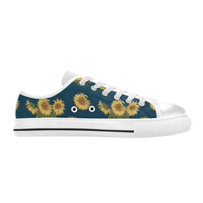 Sunflower Print Design LKS305 Women's White Low Top Shoes