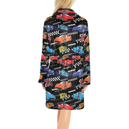 Racing Pattern Print Design A05 Women's Fleece Robe