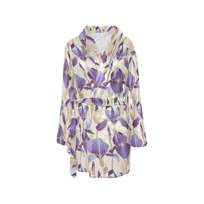 Iris Pattern Print Design IR02 Women's Fleece Robe