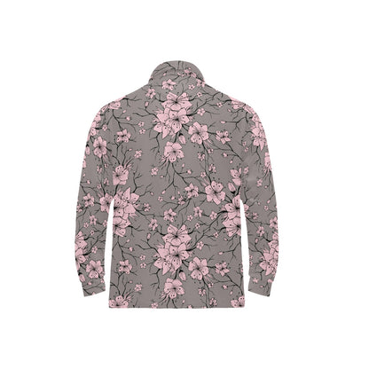 Cherry Blossom Pattern Print Design CB05 Long Sleeve Polo Shirt For Men's