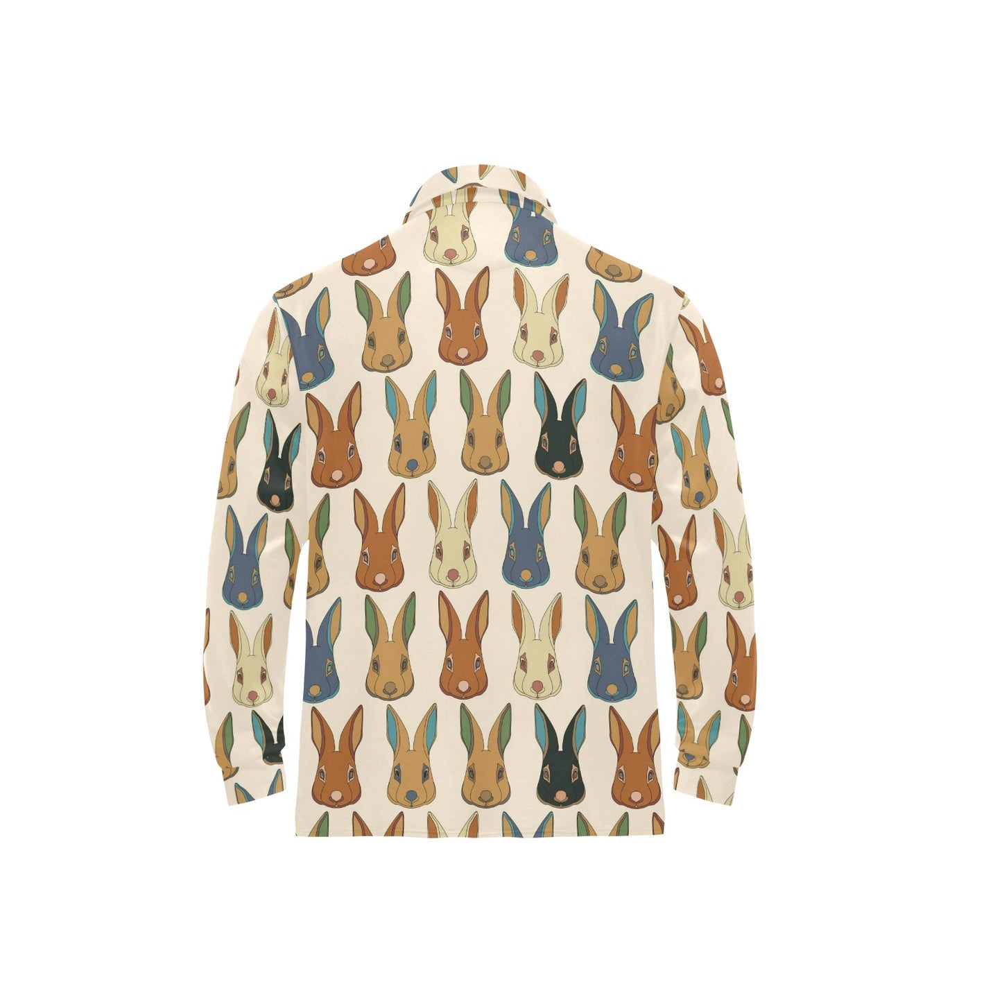 Rabbit Pattern Print Design RB04 Long Sleeve Polo Shirt For Men's
