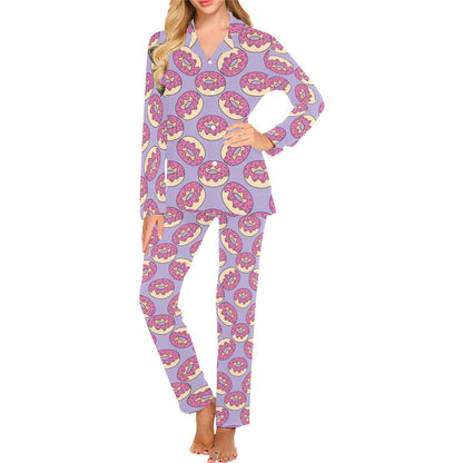 Donut Pattern Print Design DN015 Women's Long Pajama Set