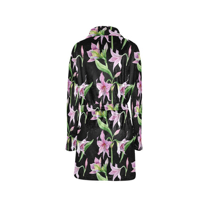 Amaryllis Pattern Print Design AL08 Women's Fleece Robe