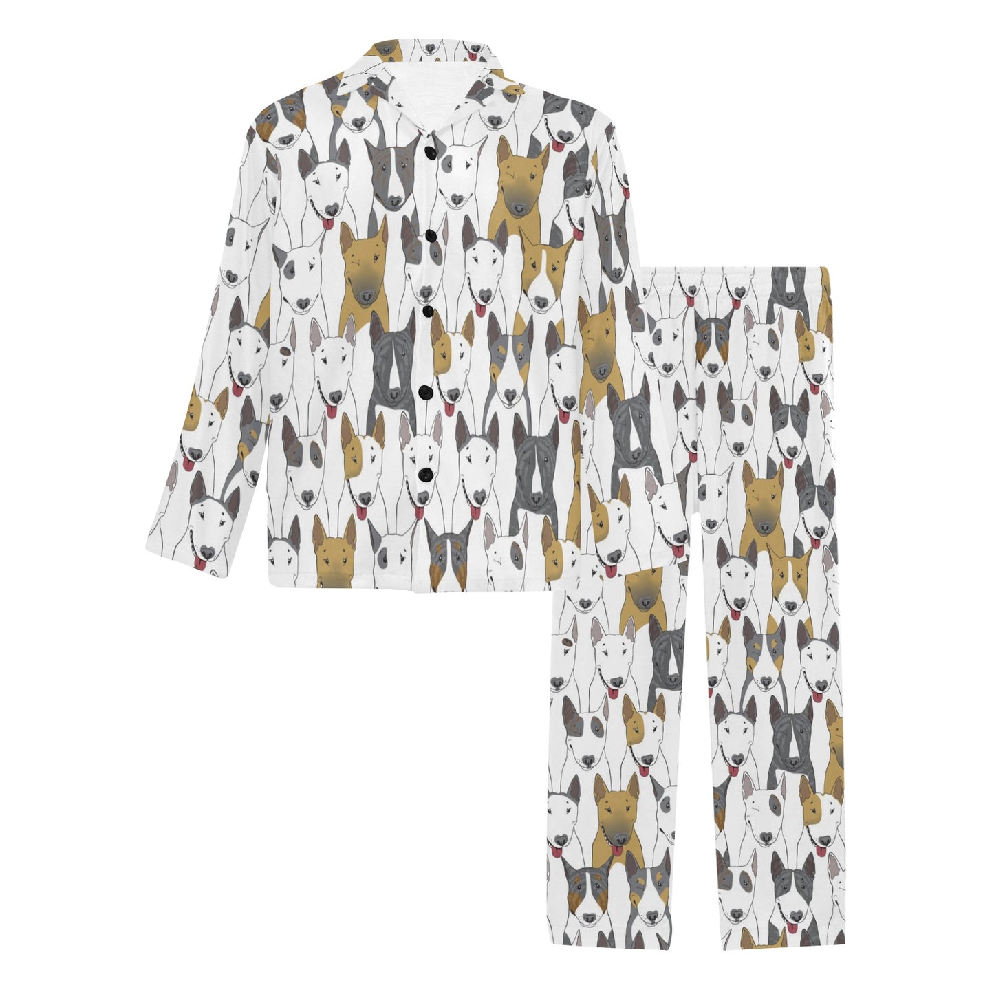 Bull Terriers Pattern Print Design 03 Men's Long Pajama Set