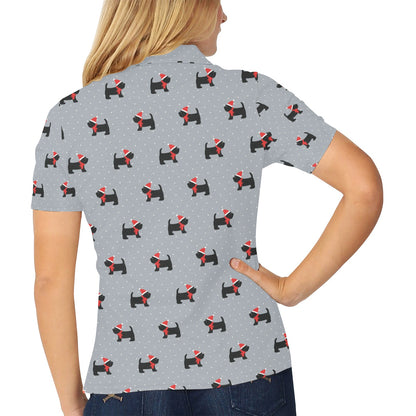 Scottish Christmas Themed Terriers Print Design LKS3018 Women's Polo Shirt