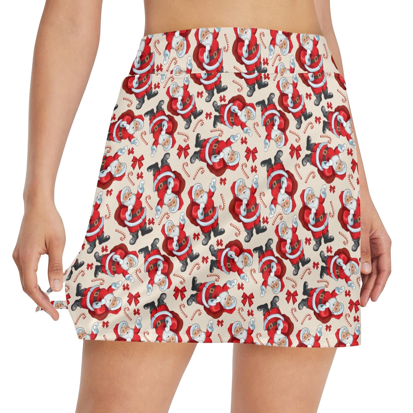 Santa Christmas Themed Print Design LKS302 Women's Golf Skirt with Pocket