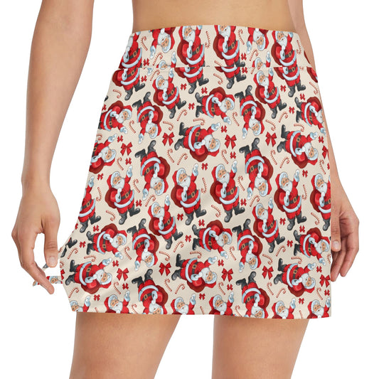 Santa Christmas Themed Print Design LKS302 17" Golf & Pickleball Skort with Pockets