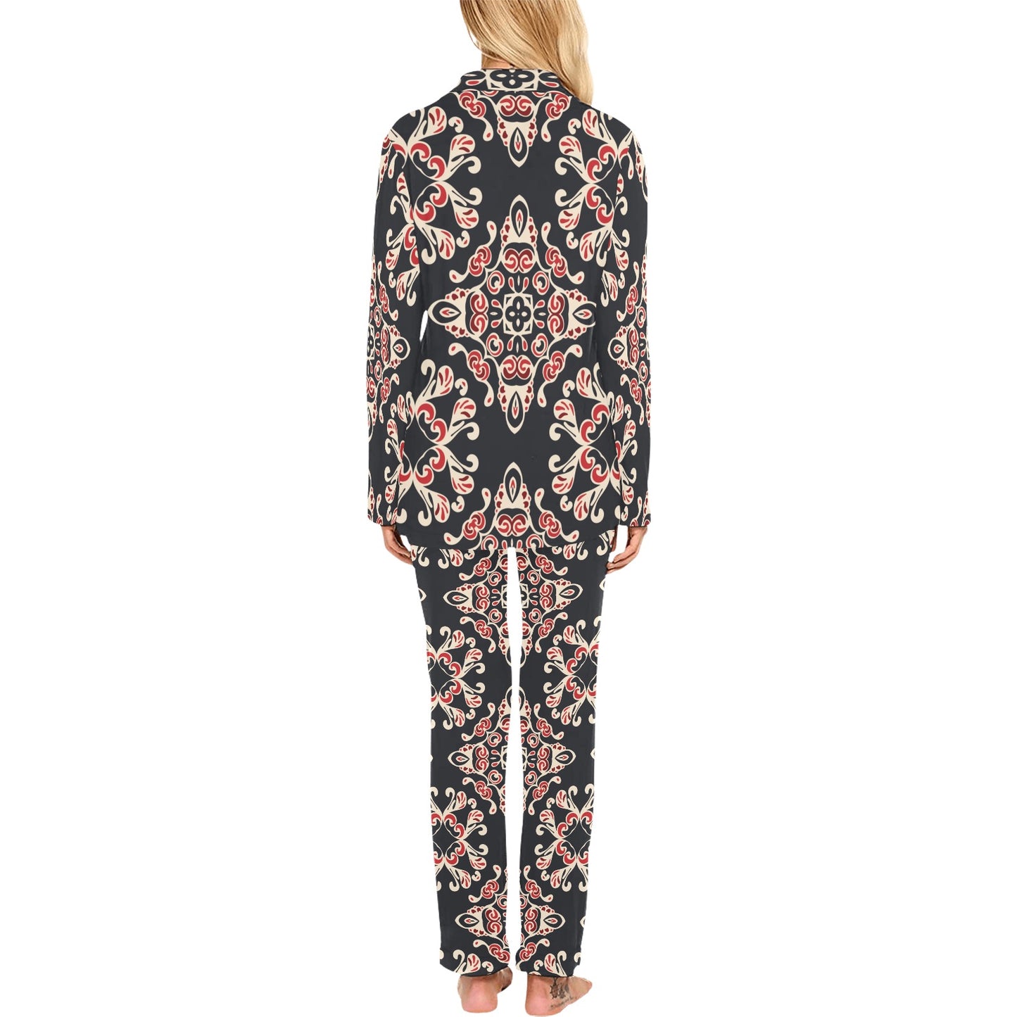 Medallion Pattern Print Design 01 Women's Long Pajama Set