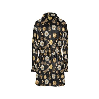 Steampunk Dragonfly Design Themed Print Women's Fleece Robe