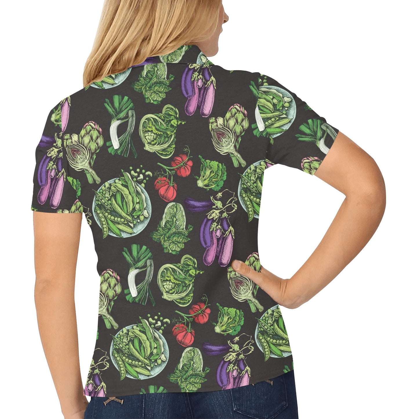Lettuce Pattern Print Design 01 Women's Polo Shirt