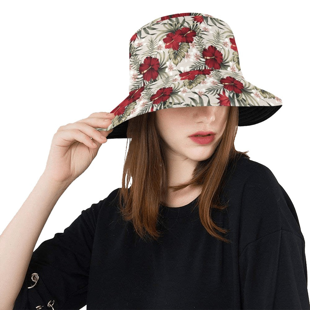Hibiscus Print Design LKS3011 Unisex Bucket Hat
