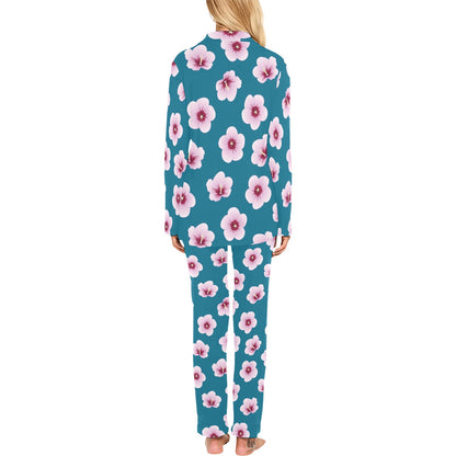 Cherry Blossom Pattern Print Design CB08 Women's Long Pajama Set