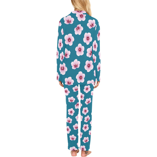 Cherry Blossom Pattern Print Design CB08 Women's Long Pajama Set
