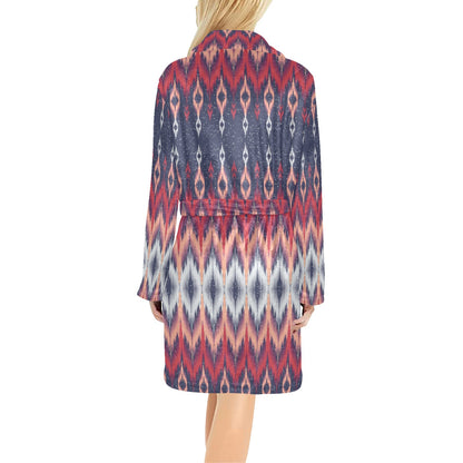 Ikat Print Design LKS401 Women's Fleece Robe