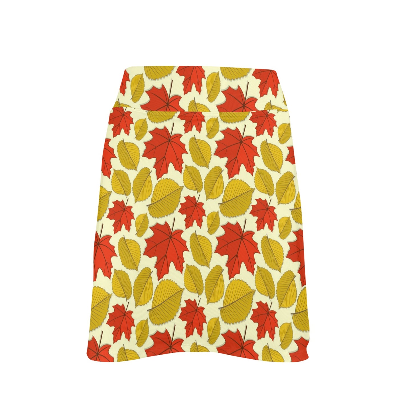 Elm Maple Leave Print Pattern 17" Golf & Pickleball Skort with Pockets
