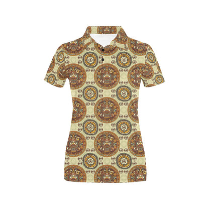 Calendar Aztec Themed Print Pattern Women's Polo Shirt