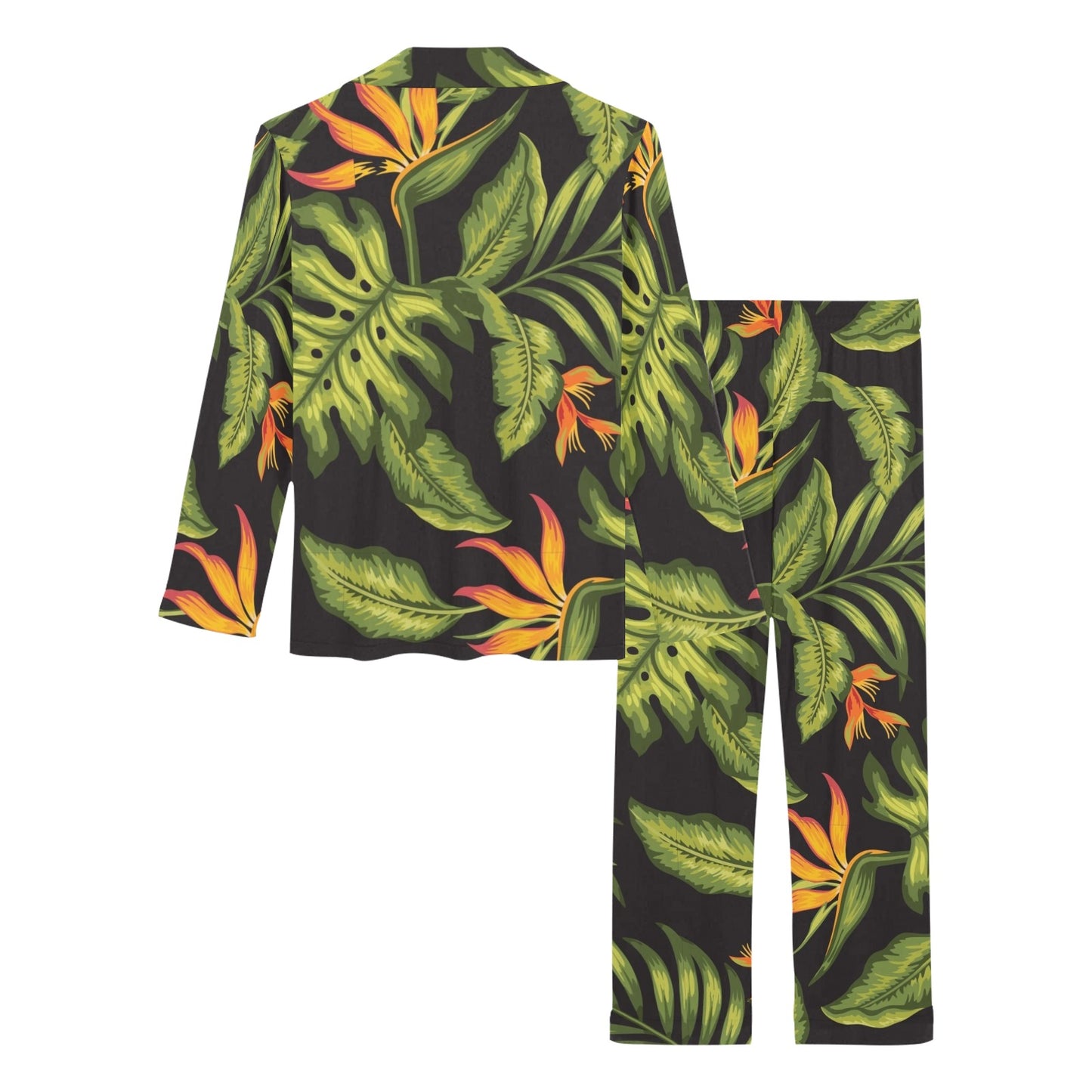 Bird Of Paradise Pattern Print Design BOP013 Women's Long Pajama Set