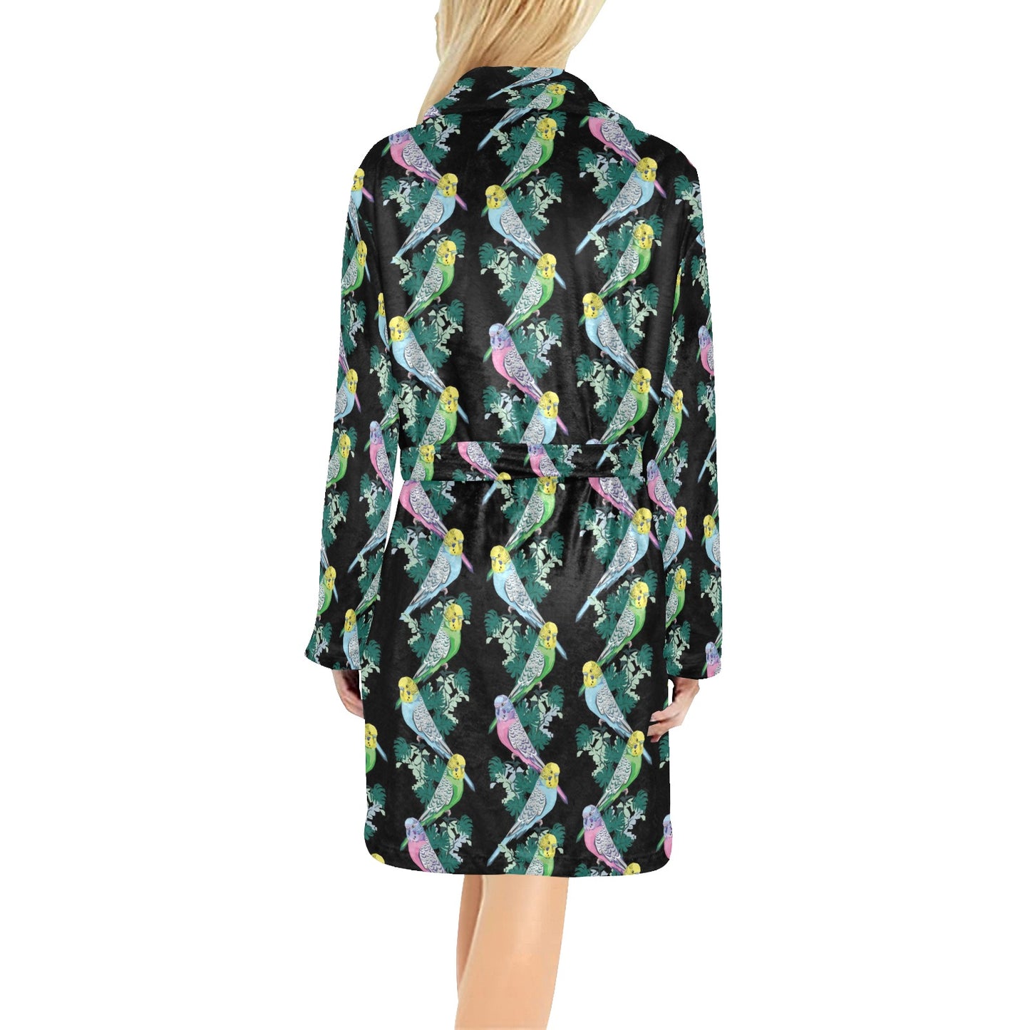 Budgerigar Pattern Print Design 03 Women's Fleece Robe