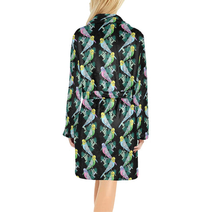 Budgerigar Pattern Print Design 03 Women's Fleece Robe