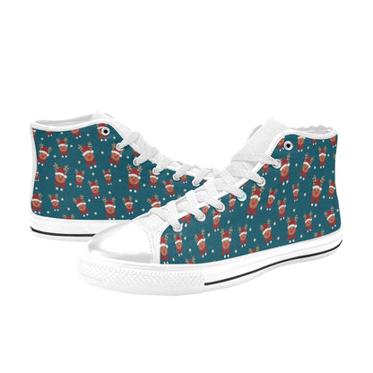 Reindeer Print Design LKS406 Men's High Top Canvas Shoes