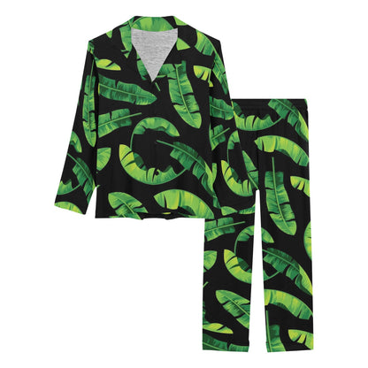 Banana Leaf Pattern Print Design BL02 Women's Long Pajama Set