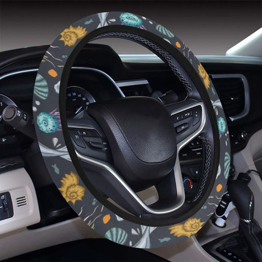 Underwater Dolphin Print Design LKS304 Steering Wheel Cover with Elastic Edge
