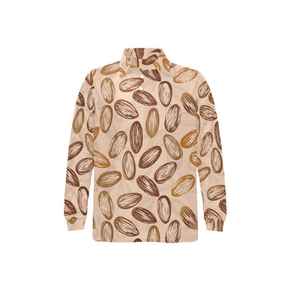 Almond Pattern Print Design 02 Long Sleeve Polo Shirt For Men's
