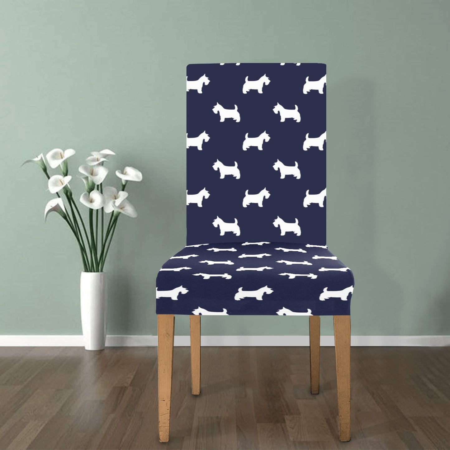 Scottish Terriers Print Design LKS3019 Dining Chair Slipcover