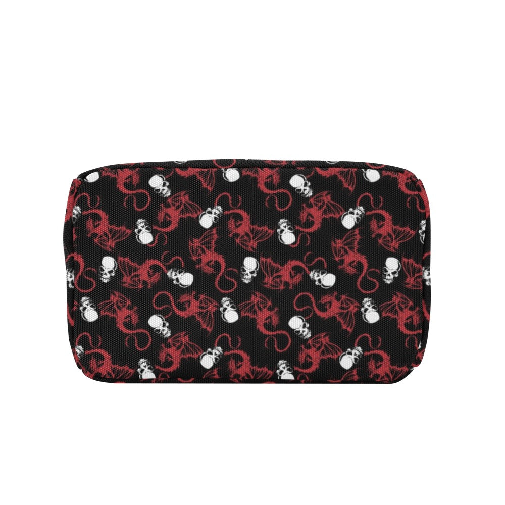 Skull With Red Dragon Print Design LKS304 Insulated Lunch Bag
