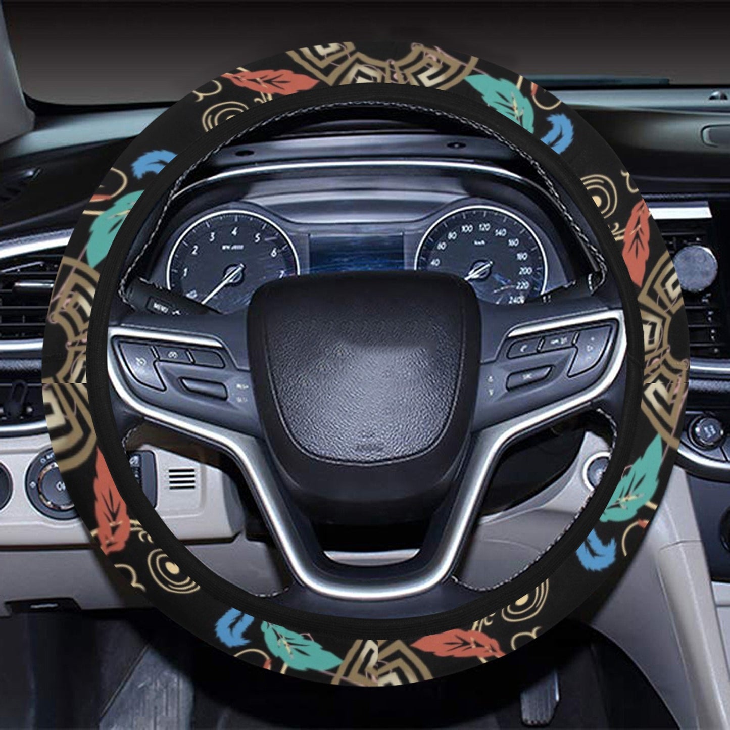 Ancient Greek Print Design LKS308 Steering Wheel Cover with Elastic Edge