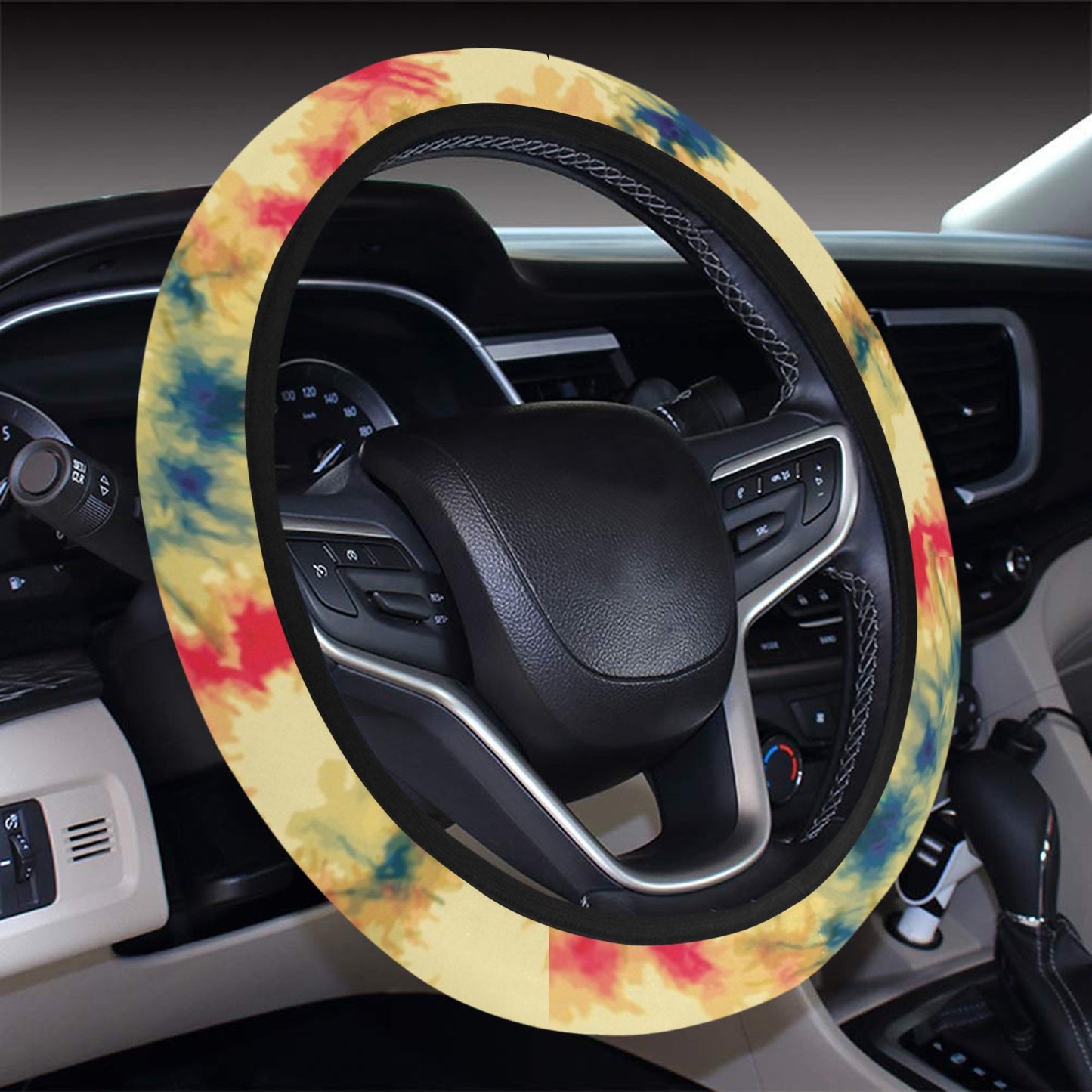 Tie Dye Print Design LKS302 Steering Wheel Cover with Elastic Edge