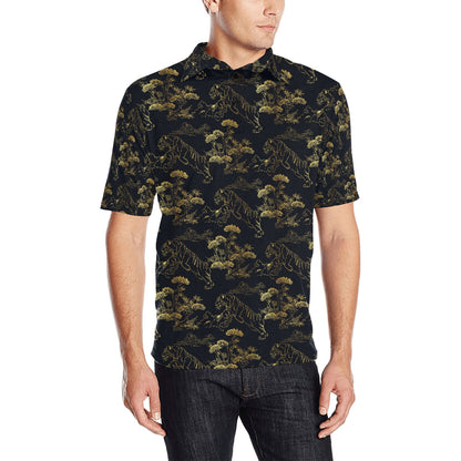 Tiger Japan Style Print Design LKS305 Men Polo Shirt