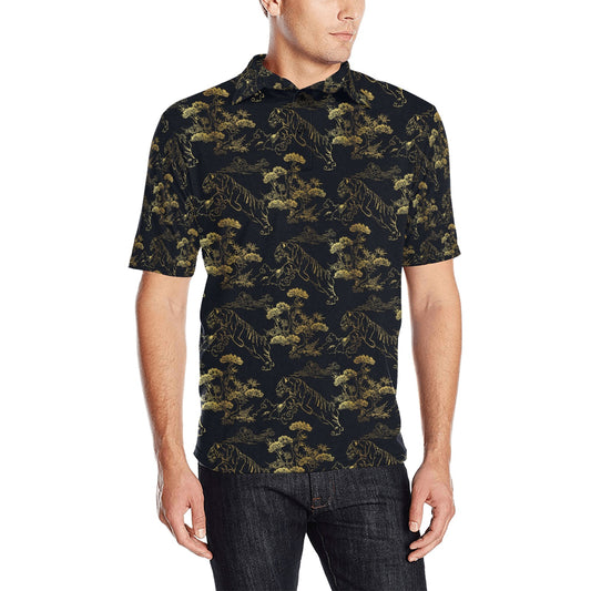 Tiger Japan Style Print Design LKS305 Men Polo Shirt