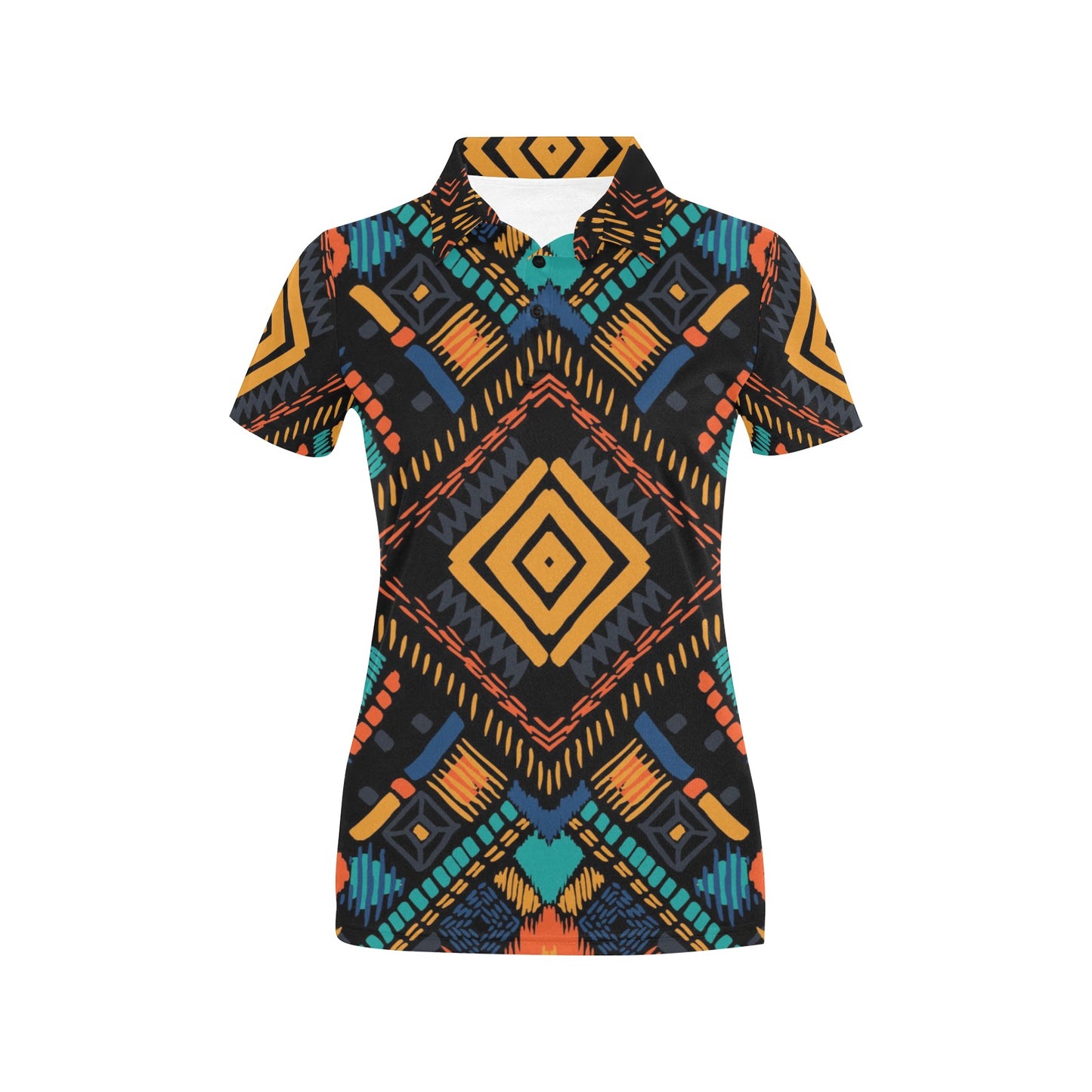 Kente Pattern Print Design 05 Women's Polo Shirt